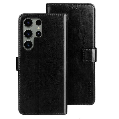 IDEWEI For Samsung Galaxy S24 Ultra Leather Case Crazy Horse Leather Folio Flip Phone Wallet