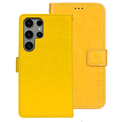 IDEWEI For Samsung Galaxy S24 Ultra Leather Case Crazy Horse Leather Folio Flip Phone Wallet