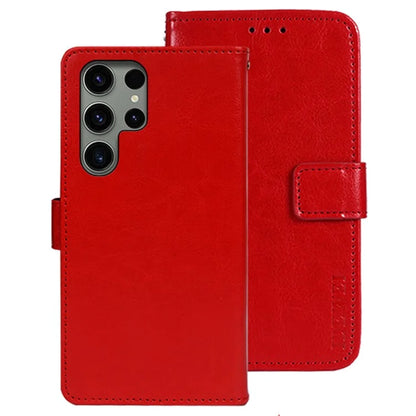 IDEWEI For Samsung Galaxy S24 Ultra Leather Case Crazy Horse Leather Folio Flip Phone Wallet