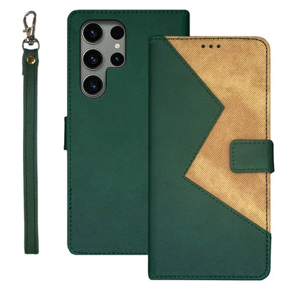IDEWEI For Samsung Galaxy S24 Ultra Case Card Holder Color Splicing Leather Cover