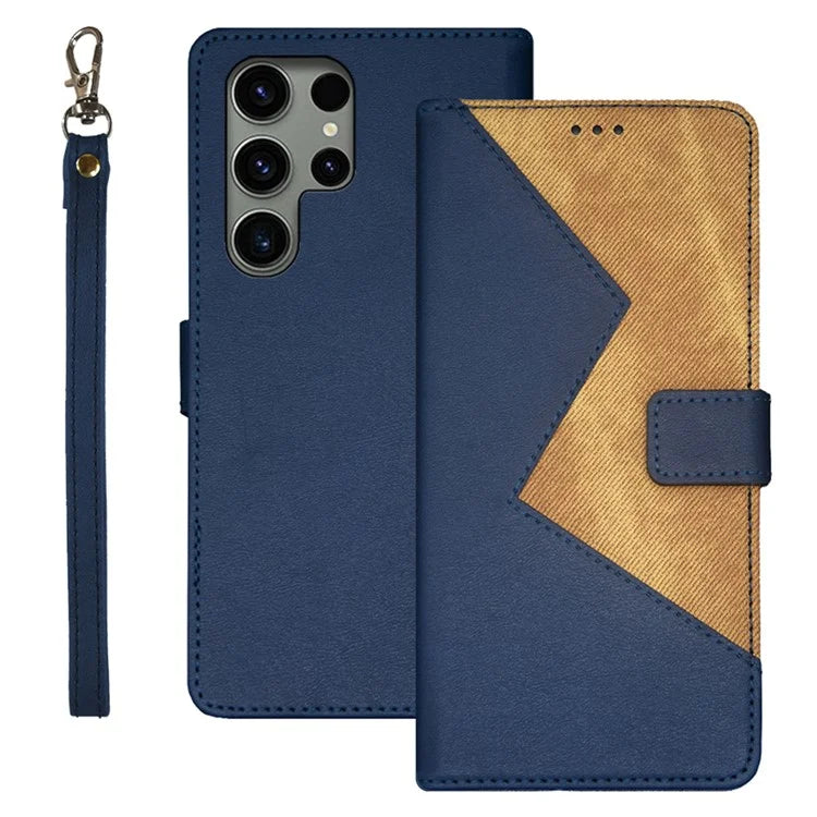IDEWEI For Samsung Galaxy S24 Ultra Case Card Holder Color Splicing Leather Cover
