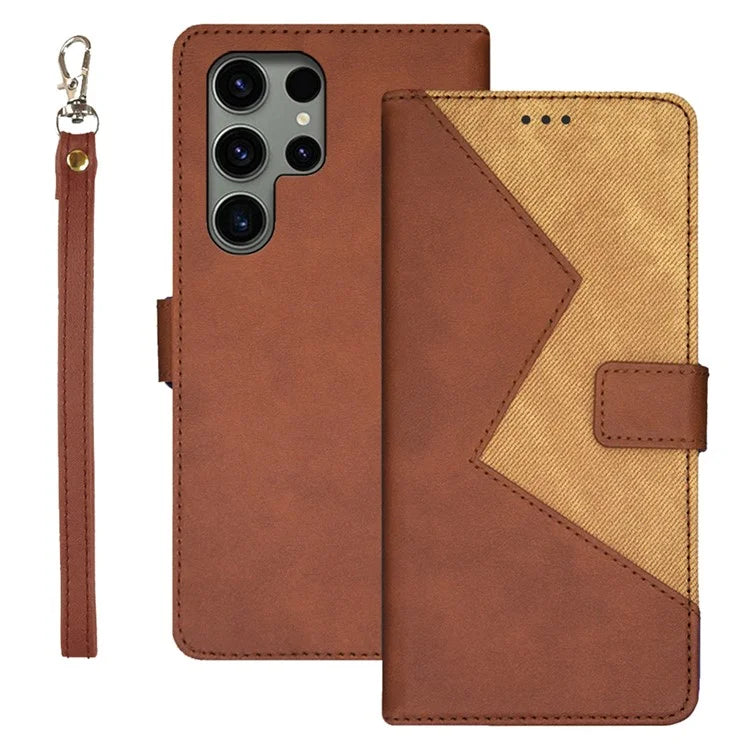 IDEWEI For Samsung Galaxy S24 Ultra Case Card Holder Color Splicing Leather Cover