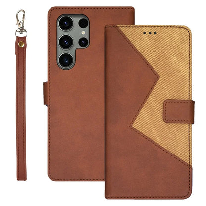 IDEWEI For Samsung Galaxy S24 Ultra Case Card Holder Color Splicing Leather Cover