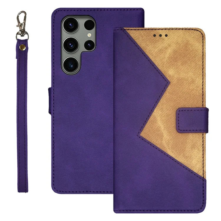 IDEWEI For Samsung Galaxy S24 Ultra Case Card Holder Color Splicing Leather Cover