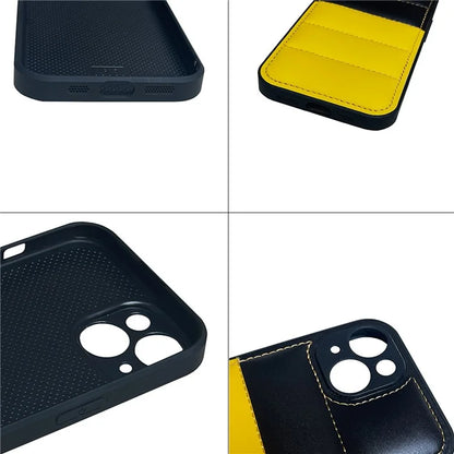 For iPhone 15 Phone Cover Splicing Color Down Jacket Shockproof Back Case