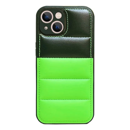 For iPhone 14 Case Splicing Color Phone Guard Cover with Down Jacket Design