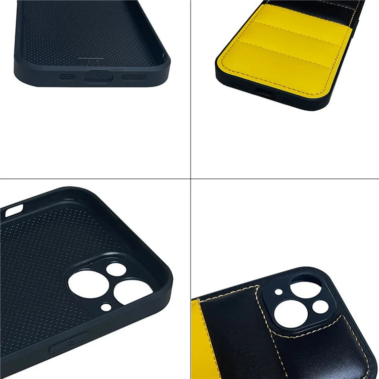 For iPhone 14 Case Splicing Color Phone Guard Cover with Down Jacket Design
