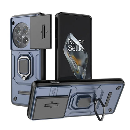 For OnePlus 12 5G Cell Phone Case Anti-drop Kickstand Back Cover with Slide Camera Lid
