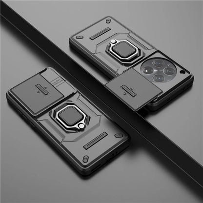 For OnePlus 12 5G Cell Phone Case Anti-drop Kickstand Back Cover with Slide Camera Lid