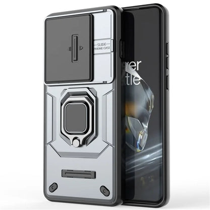 For OnePlus 12 5G Cell Phone Case Anti-drop Kickstand Back Cover with Slide Camera Lid