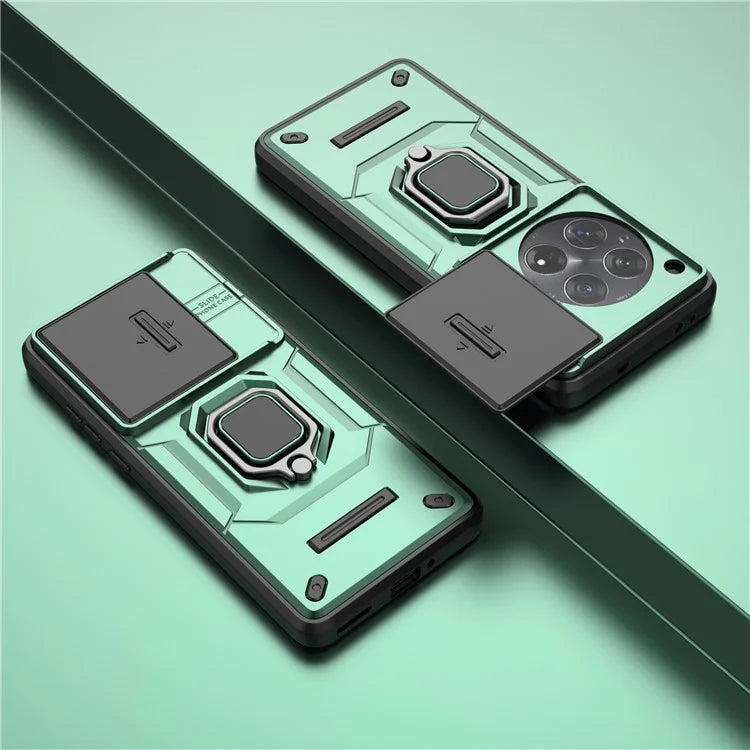 For OnePlus 12 5G Cell Phone Case Anti-drop Kickstand Back Cover with Slide Camera Lid
