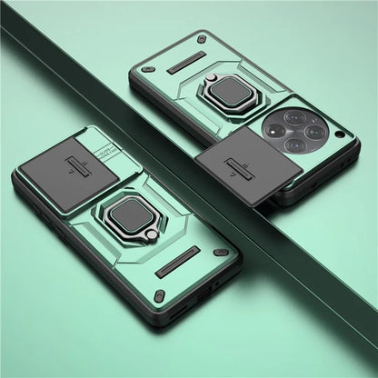 For OnePlus 12 5G Cell Phone Case Anti-drop Kickstand Back Cover with Slide Camera Lid