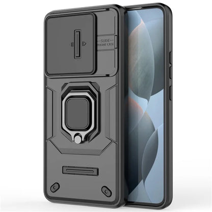 For Xiaomi Redmi K70 5G / K70 Pro 5G Cell Phone Case Slide Lens Lid PC+TPU Kickstand Back Cover