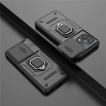 For Xiaomi Redmi K70 5G / K70 Pro 5G Cell Phone Case Slide Lens Lid PC+TPU Kickstand Back Cover