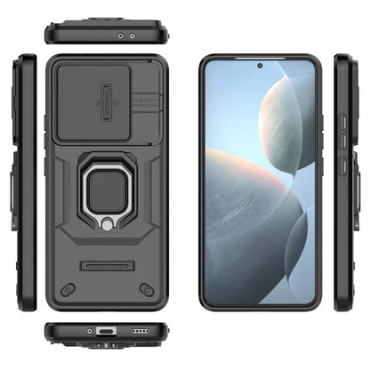 For Xiaomi Redmi K70 5G / K70 Pro 5G Cell Phone Case Slide Lens Lid PC+TPU Kickstand Back Cover