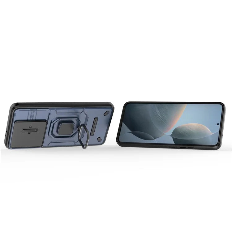 For Xiaomi Redmi K70 5G / K70 Pro 5G Cell Phone Case Slide Lens Lid PC+TPU Kickstand Back Cover