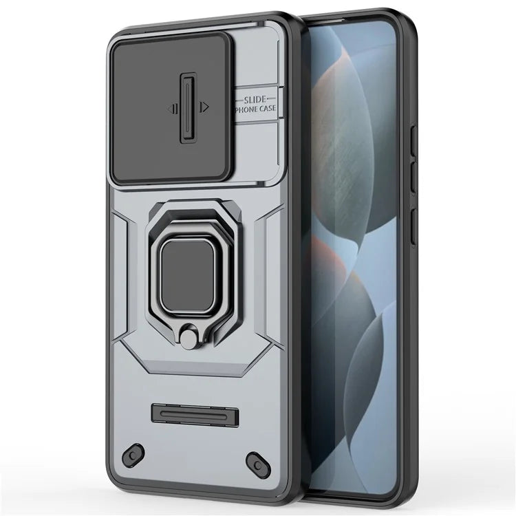 For Xiaomi Redmi K70 5G / K70 Pro 5G Cell Phone Case Slide Lens Lid PC+TPU Kickstand Back Cover