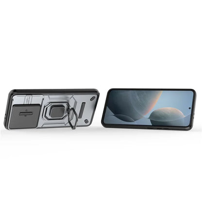 For Xiaomi Redmi K70 5G / K70 Pro 5G Cell Phone Case Slide Lens Lid PC+TPU Kickstand Back Cover