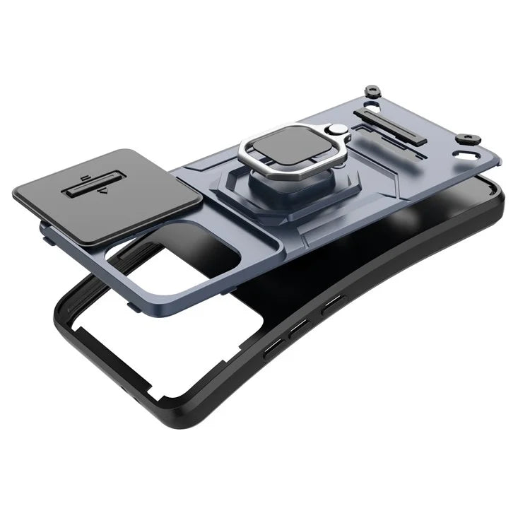 For Xiaomi Redmi K70 5G / K70 Pro 5G Cell Phone Case Slide Lens Lid PC+TPU Kickstand Back Cover