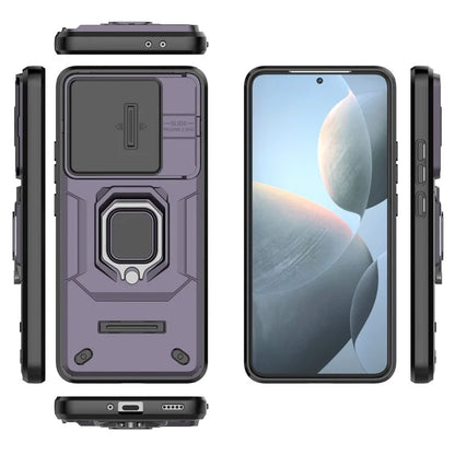 For Xiaomi Redmi K70 5G / K70 Pro 5G Cell Phone Case Slide Lens Lid PC+TPU Kickstand Back Cover