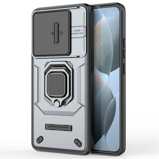 For Xiaomi Redmi K70E 5G / Poco X6 Pro 5G Cover Slide Lens Lid PC+TPU Shockproof Cell Phone Case with Kickstand