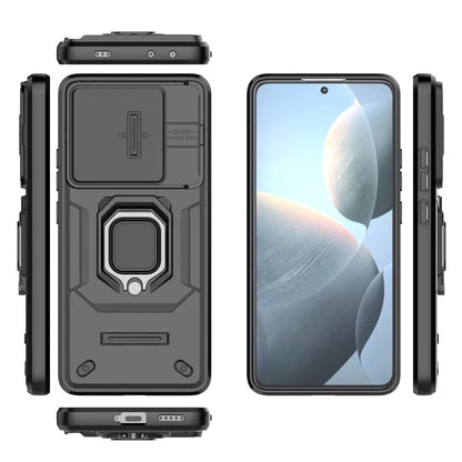 For Xiaomi Redmi K70E 5G / Poco X6 Pro 5G Cover Slide Lens Lid PC+TPU Shockproof Cell Phone Case with Kickstand