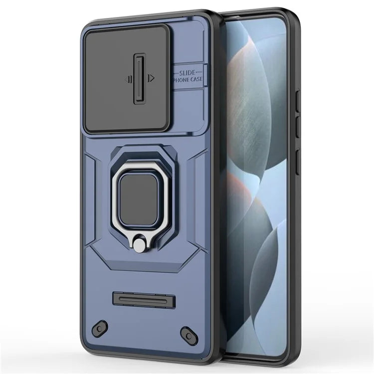For Xiaomi Redmi K70E 5G / Poco X6 Pro 5G Cover Slide Lens Lid PC+TPU Shockproof Cell Phone Case with Kickstand