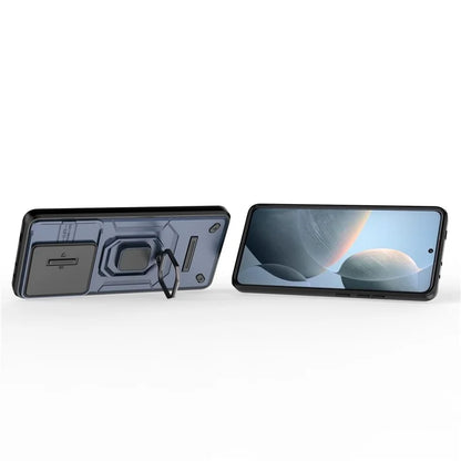 For Xiaomi Redmi K70E 5G / Poco X6 Pro 5G Cover Slide Lens Lid PC+TPU Shockproof Cell Phone Case with Kickstand