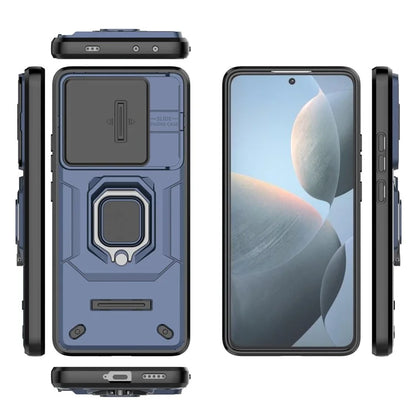 For Xiaomi Redmi K70E 5G / Poco X6 Pro 5G Cover Slide Lens Lid PC+TPU Shockproof Cell Phone Case with Kickstand