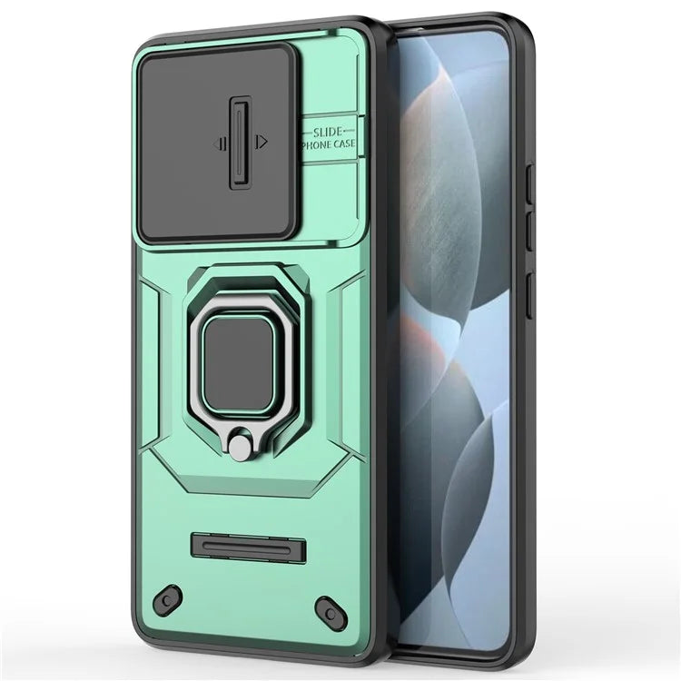 For Xiaomi Redmi K70E 5G / Poco X6 Pro 5G Cover Slide Lens Lid PC+TPU Shockproof Cell Phone Case with Kickstand