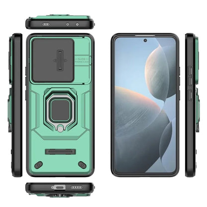 For Xiaomi Redmi K70E 5G / Poco X6 Pro 5G Cover Slide Lens Lid PC+TPU Shockproof Cell Phone Case with Kickstand