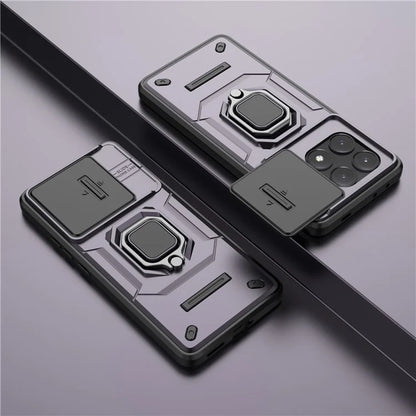 For Xiaomi Redmi K70E 5G / Poco X6 Pro 5G Cover Slide Lens Lid PC+TPU Shockproof Cell Phone Case with Kickstand