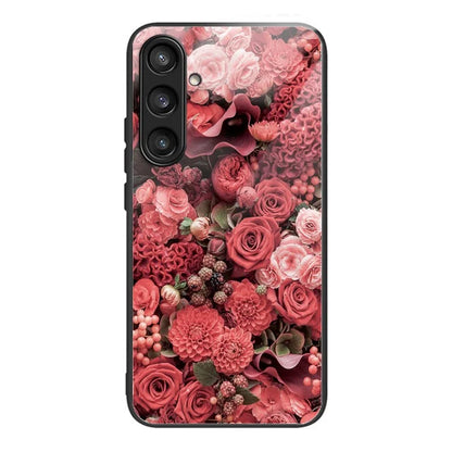 For Samsung Galaxy S23 FE Phone Case Tempered Glass+TPU Pattern Printing Anti-drop Back Shell