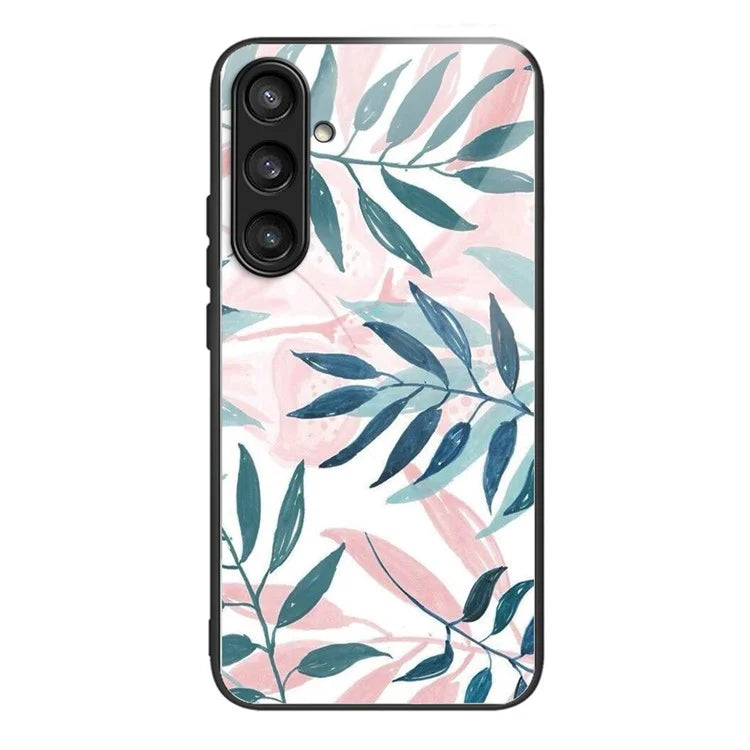 For Samsung Galaxy S23 FE Phone Case Tempered Glass+TPU Pattern Printing Anti-drop Back Shell