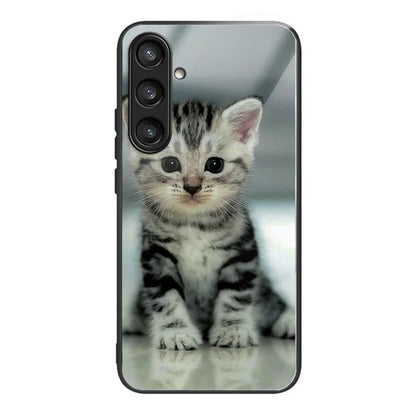 For Samsung Galaxy S23 FE Phone Case Tempered Glass+TPU Pattern Printing Anti-drop Back Shell