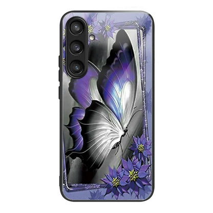 For Samsung Galaxy S23 FE Phone Case Tempered Glass+TPU Pattern Printing Anti-drop Back Shell