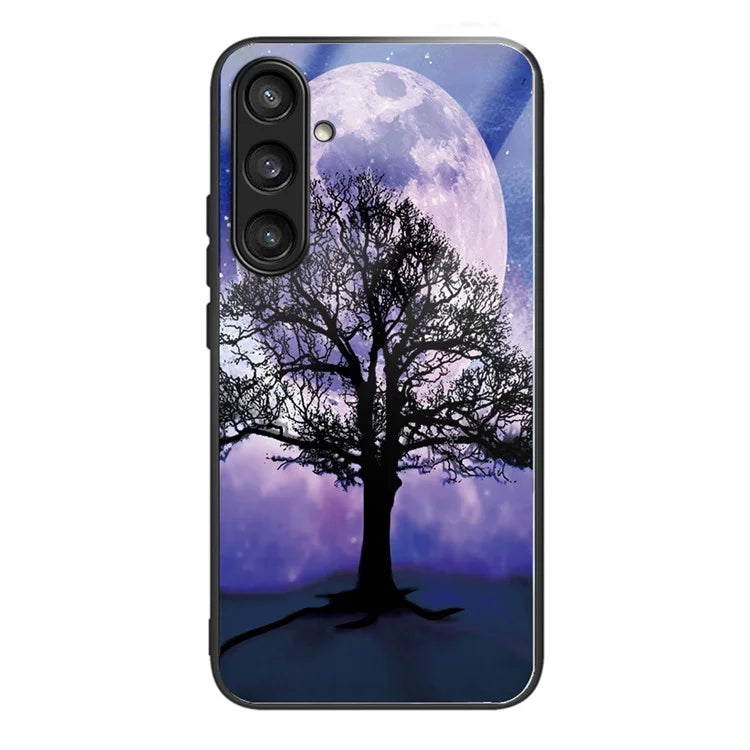 For Samsung Galaxy S23 FE Phone Case Tempered Glass+TPU Pattern Printing Anti-drop Back Shell