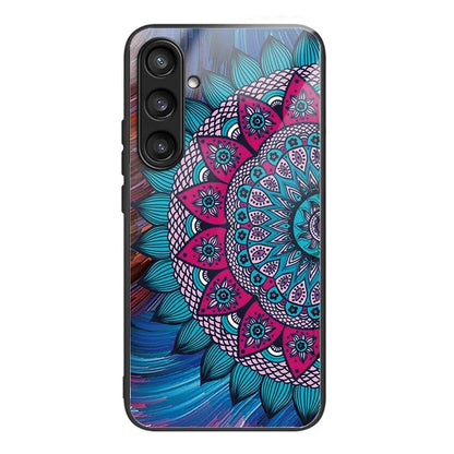 For Samsung Galaxy S23 FE Phone Case Tempered Glass+TPU Pattern Printing Anti-drop Back Shell