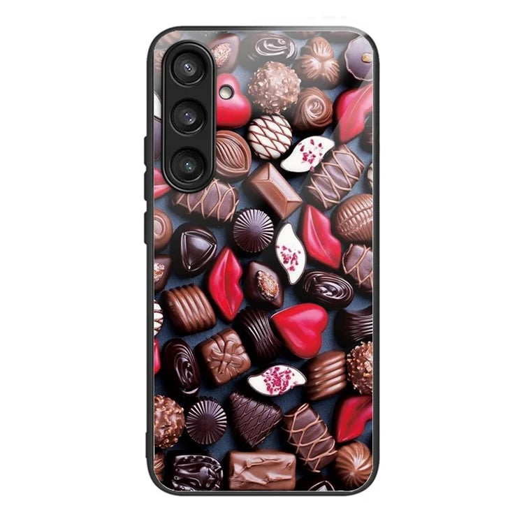For Samsung Galaxy S23 FE Phone Case Tempered Glass+TPU Pattern Printing Anti-drop Back Shell