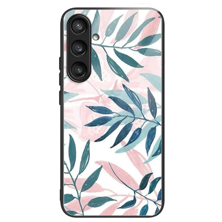 For Samsung Galaxy A54 5G Pattern Printing Phone Case Tempered Glass+TPU Hybrid Cover