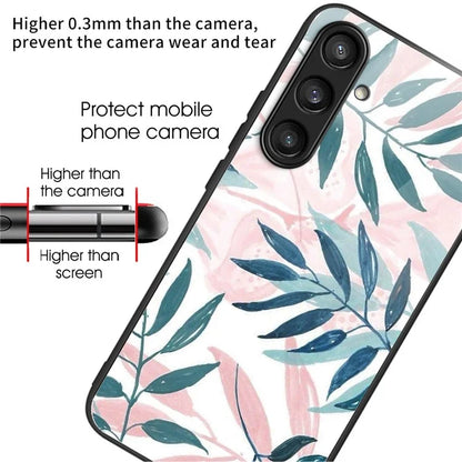 For Samsung Galaxy A54 5G Pattern Printing Phone Case Tempered Glass+TPU Hybrid Cover