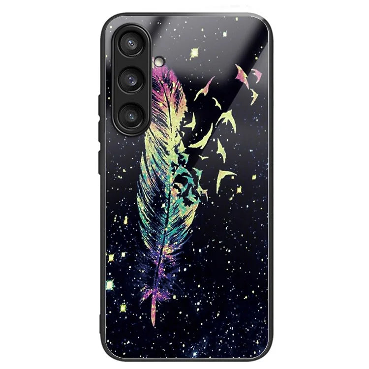 For Samsung Galaxy A54 5G Pattern Printing Phone Case Tempered Glass+TPU Hybrid Cover