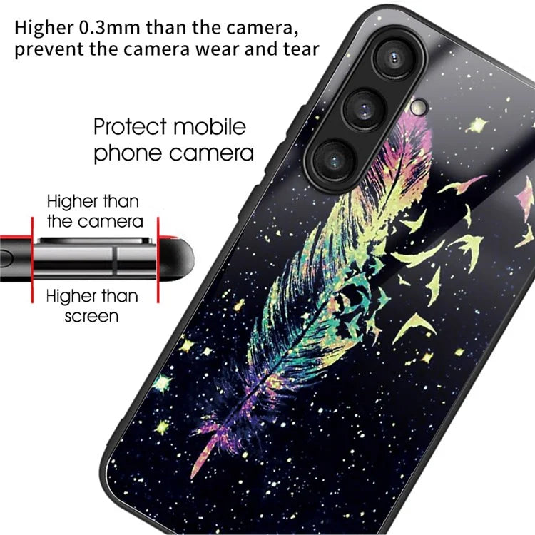 For Samsung Galaxy A54 5G Pattern Printing Phone Case Tempered Glass+TPU Hybrid Cover