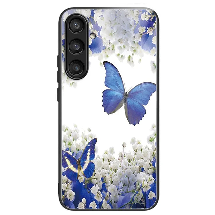 For Samsung Galaxy A54 5G Pattern Printing Phone Case Tempered Glass+TPU Hybrid Cover