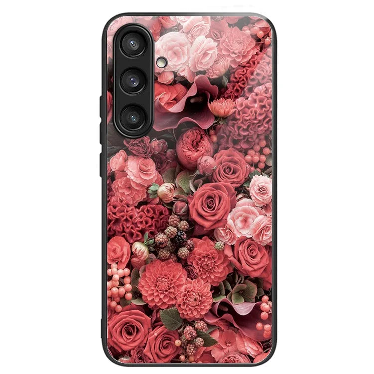 For Samsung Galaxy A54 5G Pattern Printing Phone Case Tempered Glass+TPU Hybrid Cover
