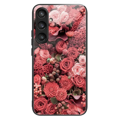 For Samsung Galaxy A54 5G Pattern Printing Phone Case Tempered Glass+TPU Hybrid Cover