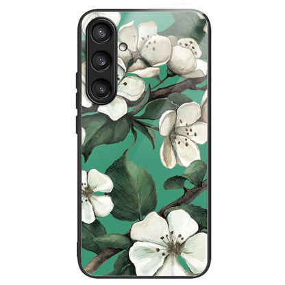 For Samsung Galaxy A54 5G Pattern Printing Phone Case Tempered Glass+TPU Hybrid Cover