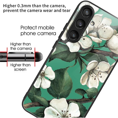 For Samsung Galaxy A54 5G Pattern Printing Phone Case Tempered Glass+TPU Hybrid Cover