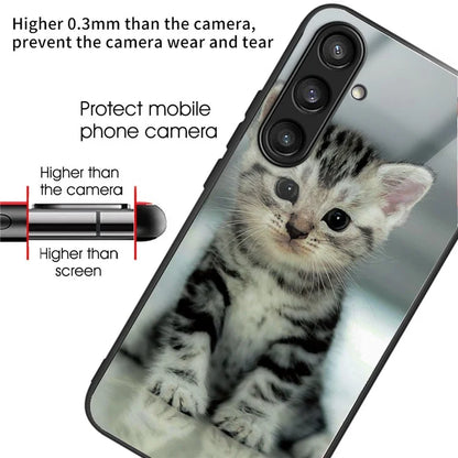 For Samsung Galaxy A54 5G Pattern Printing Phone Case Tempered Glass+TPU Hybrid Cover