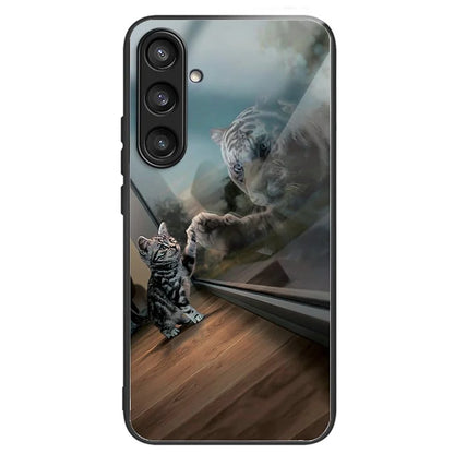 For Samsung Galaxy A54 5G Pattern Printing Phone Case Tempered Glass+TPU Hybrid Cover